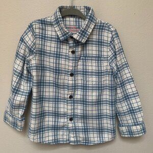 Cat and Jack Blue Plaid Flannel 100% Cotton Long Sleeve Button Up Shirt 3T